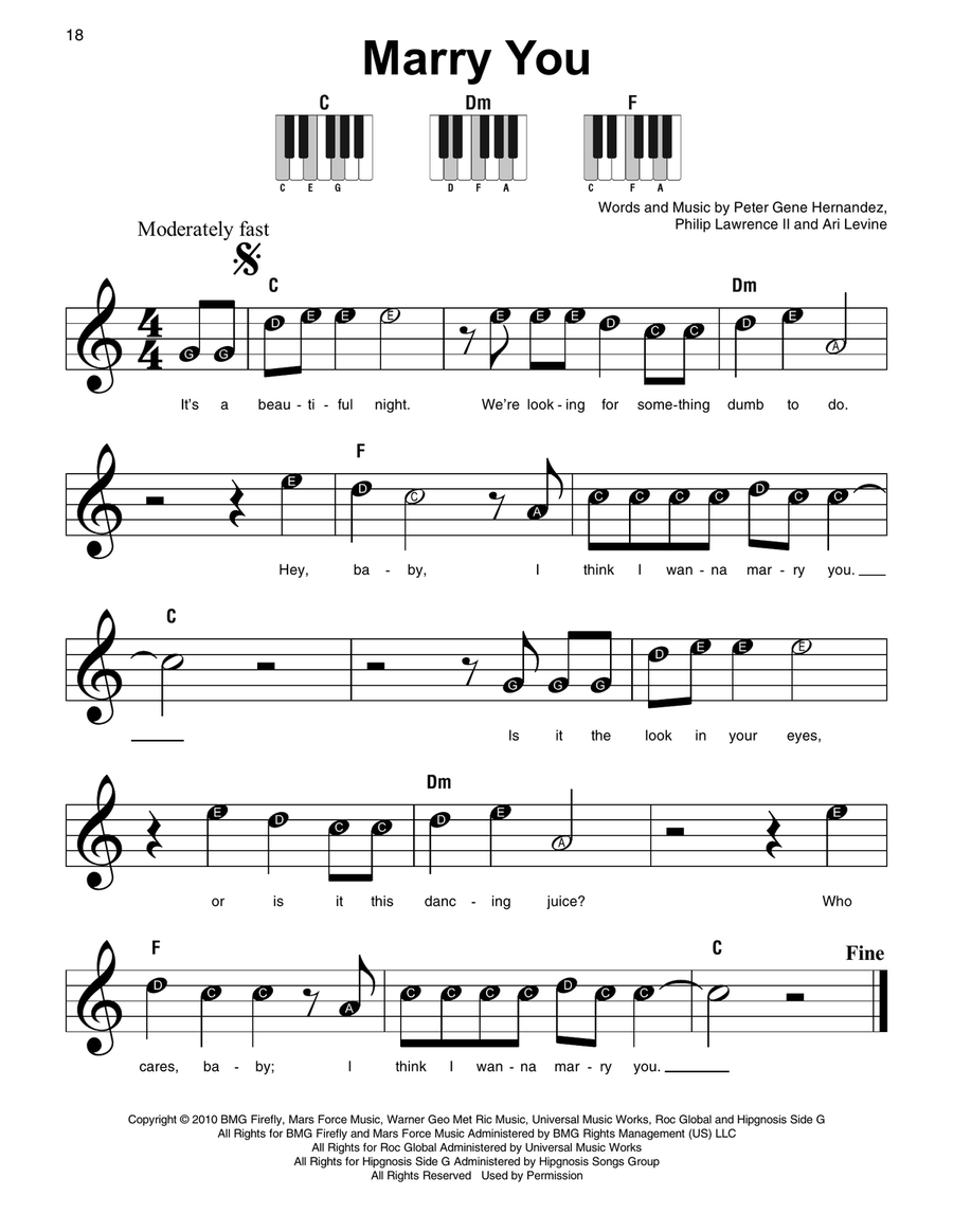 Marry You Marry You Easy Piano scores gallery preview page 1