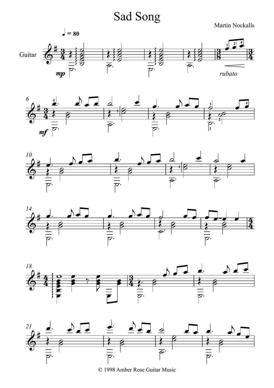 Sad Song Sad Song Acoustic Guitar scores gallery preview page 1