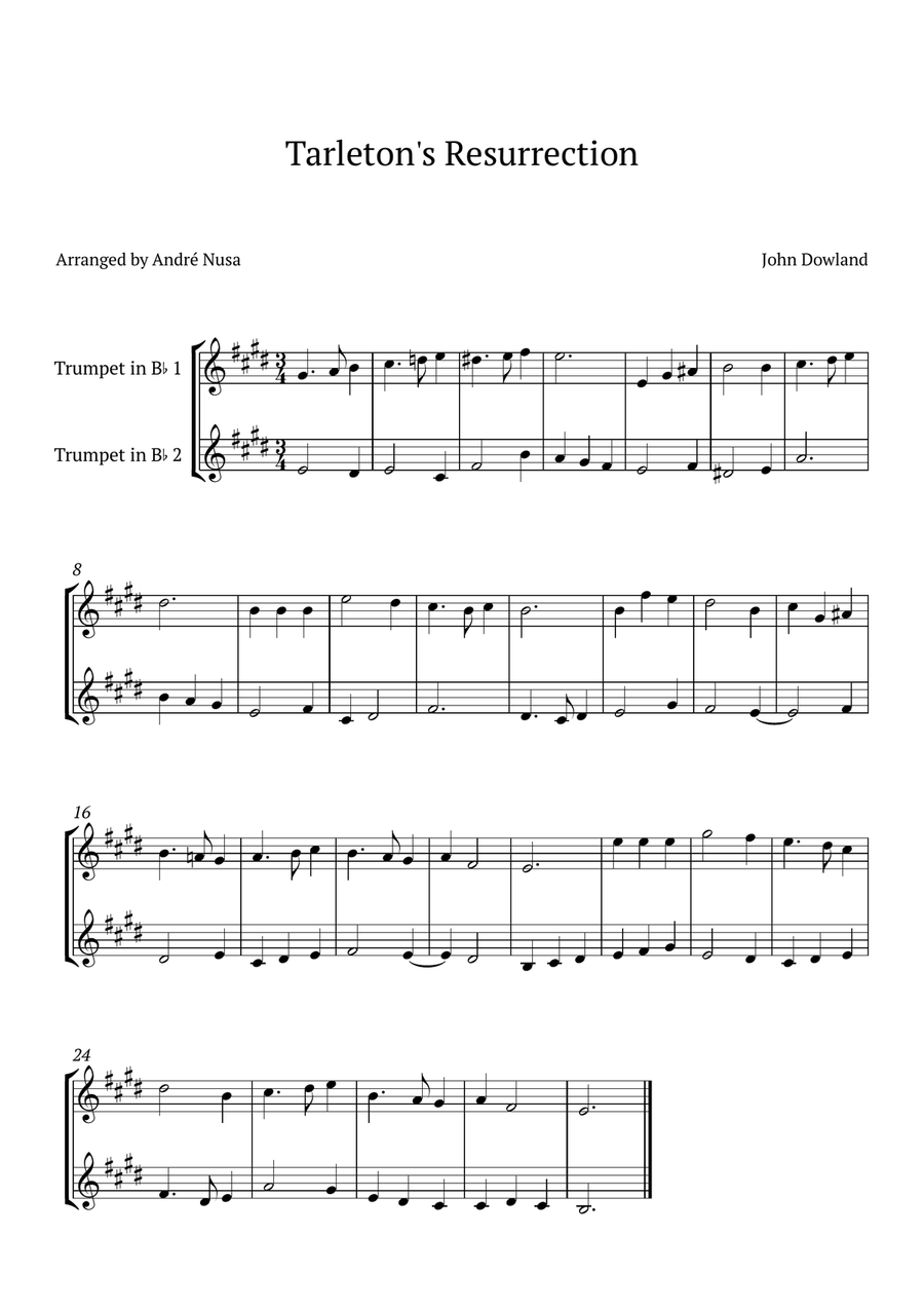 Tarleton's Resurrection Trumpet Duet scores gallery preview page 1