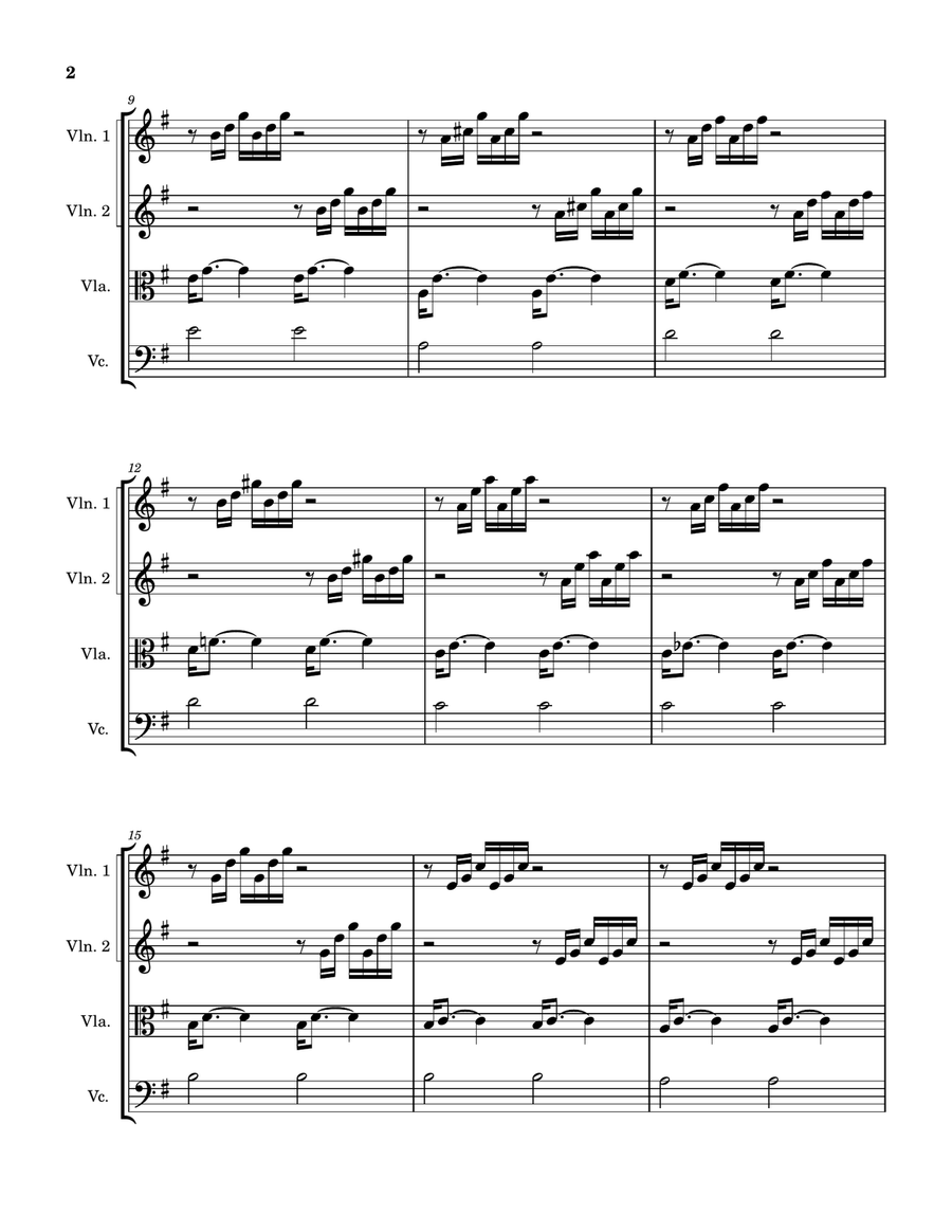 Prelude in C (transposed) from the Well-tempered Clavier Book 1 String Quartet scores gallery preview page 2