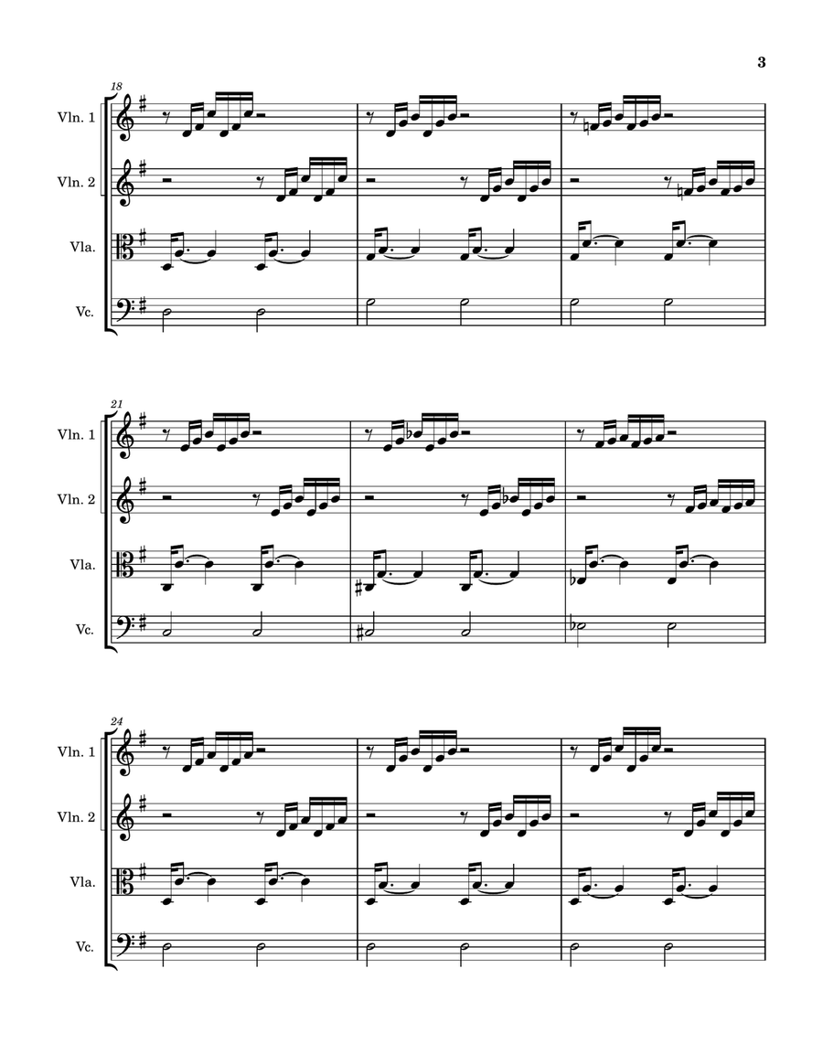 Prelude in C (transposed) from the Well-tempered Clavier Book 1 String Quartet scores gallery preview page 3