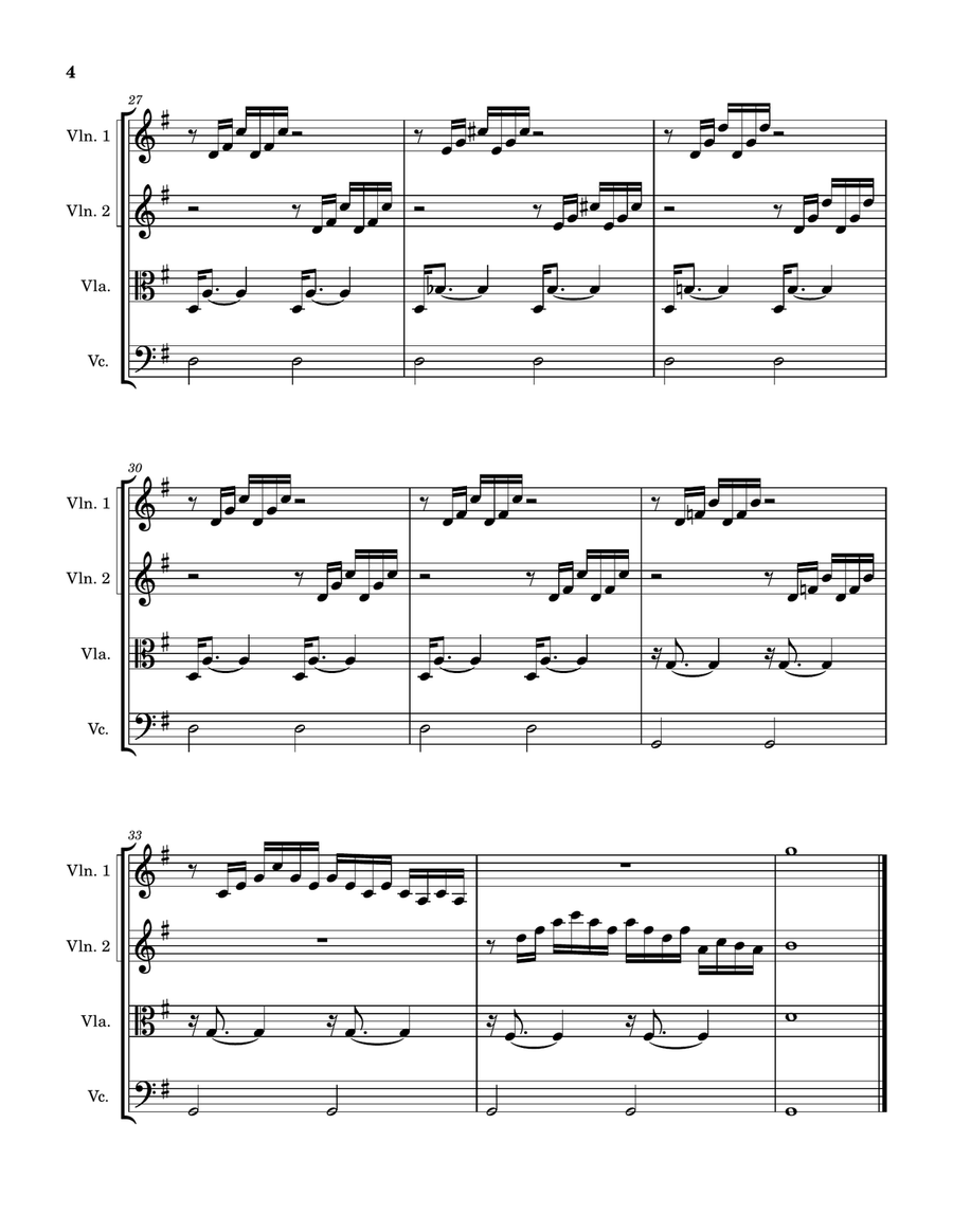 Prelude in C (transposed) from the Well-tempered Clavier Book 1 String Quartet scores gallery preview page 4