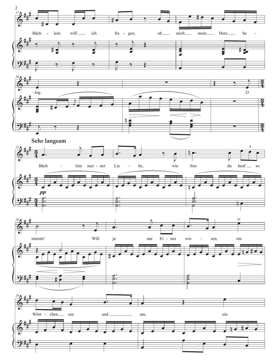 SCHUBERT: Der Neugierige, D. 795 no. 6 (transposed to A major) Piano, Vocal scores gallery preview page 3