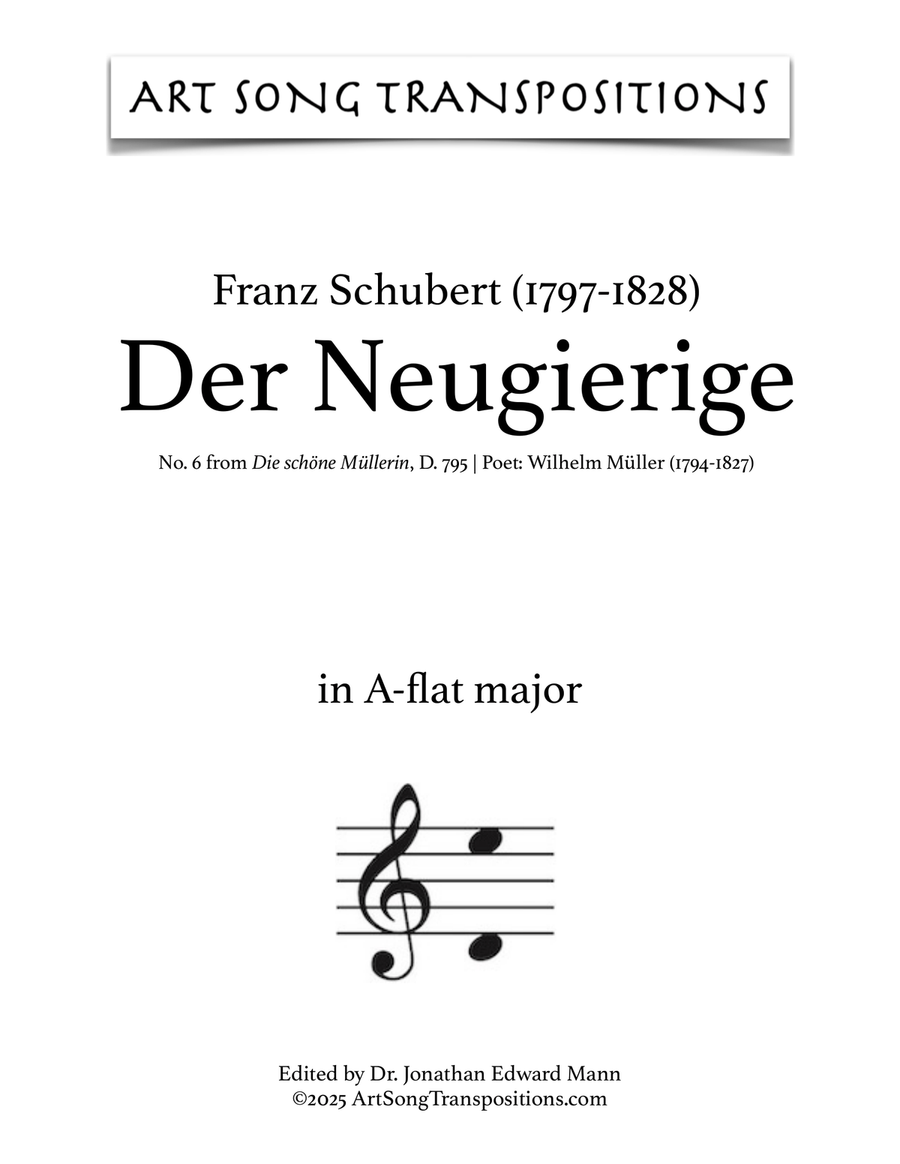 SCHUBERT: Der Neugierige, D. 795 no. 6 (transposed to A-flat major) Piano, Vocal scores gallery preview page 1