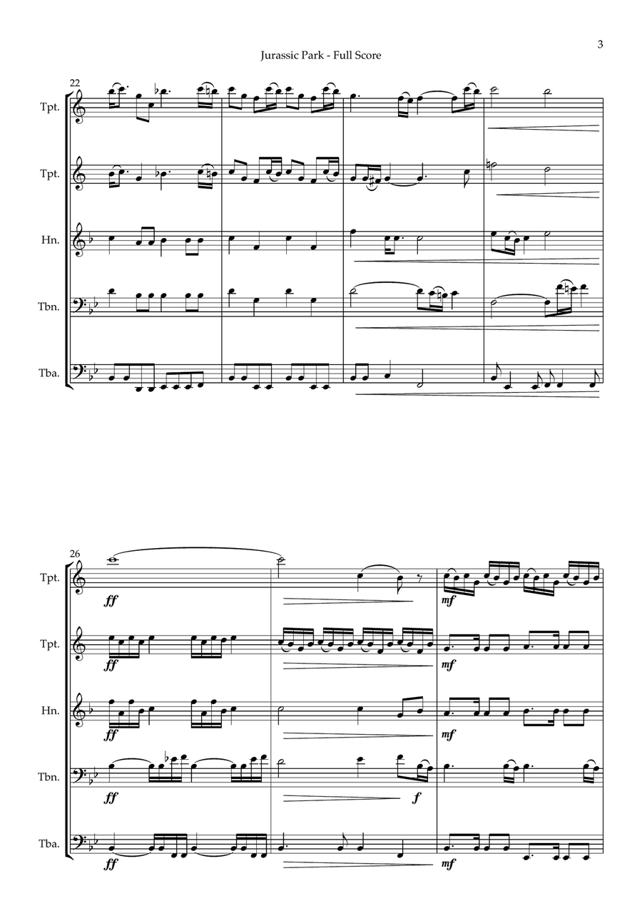 Jurassic Park III Jurassic Park III Brass Quintet scores gallery preview page 5