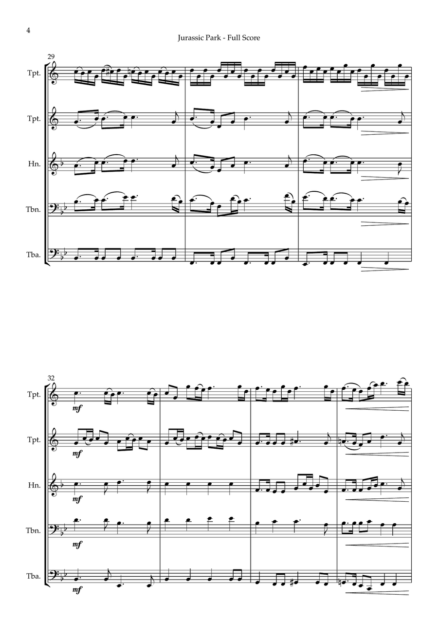 Jurassic Park III Jurassic Park III Brass Quintet scores gallery preview page 6