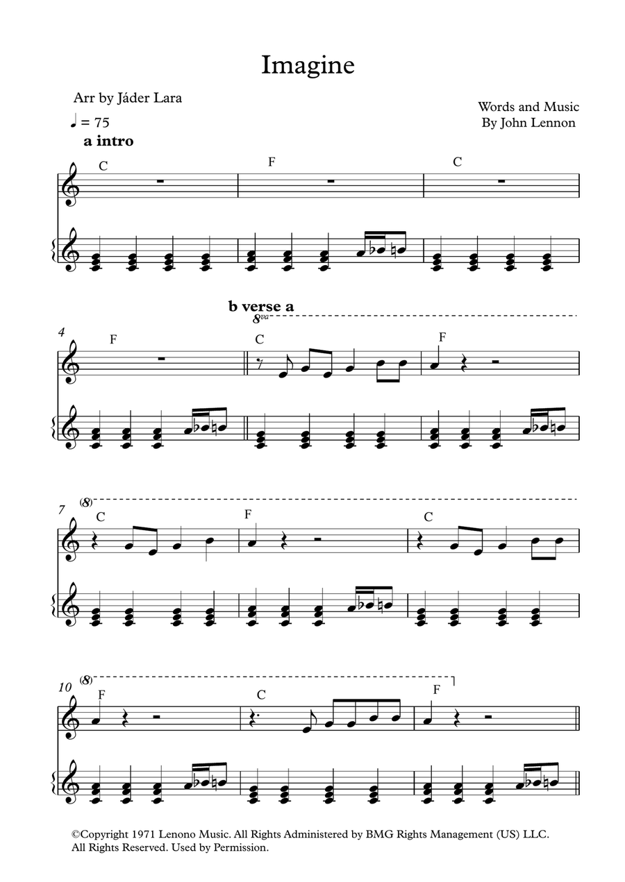 Imagine Imagine Easy Piano scores gallery preview page 1