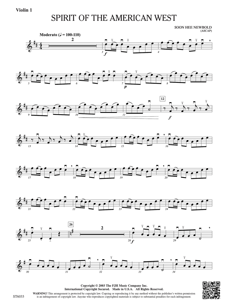Spirit of the American West: Violin 1 Violin scores gallery preview page 1