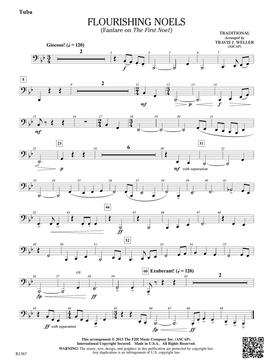 Flourishing Noels (Fanfare on The First Noel): Tuba Tuba scores gallery preview page 1