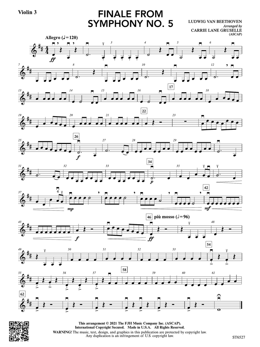 Finale from Symphony No. 5: Violin 3 (Viola T.C.) Viola scores gallery preview page 1