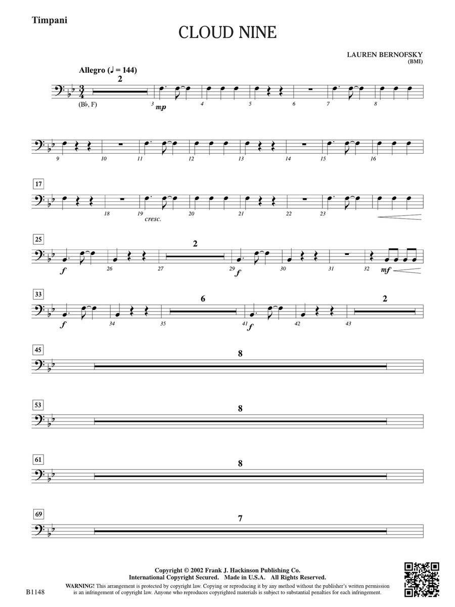Cloud Nine: Timpani Cloud Nine: Timpani Percussion scores gallery preview page 1