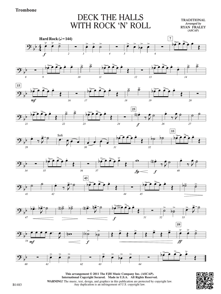 Deck the Halls with Rock 'n' Roll: Trombone Trombone scores gallery preview page 1
