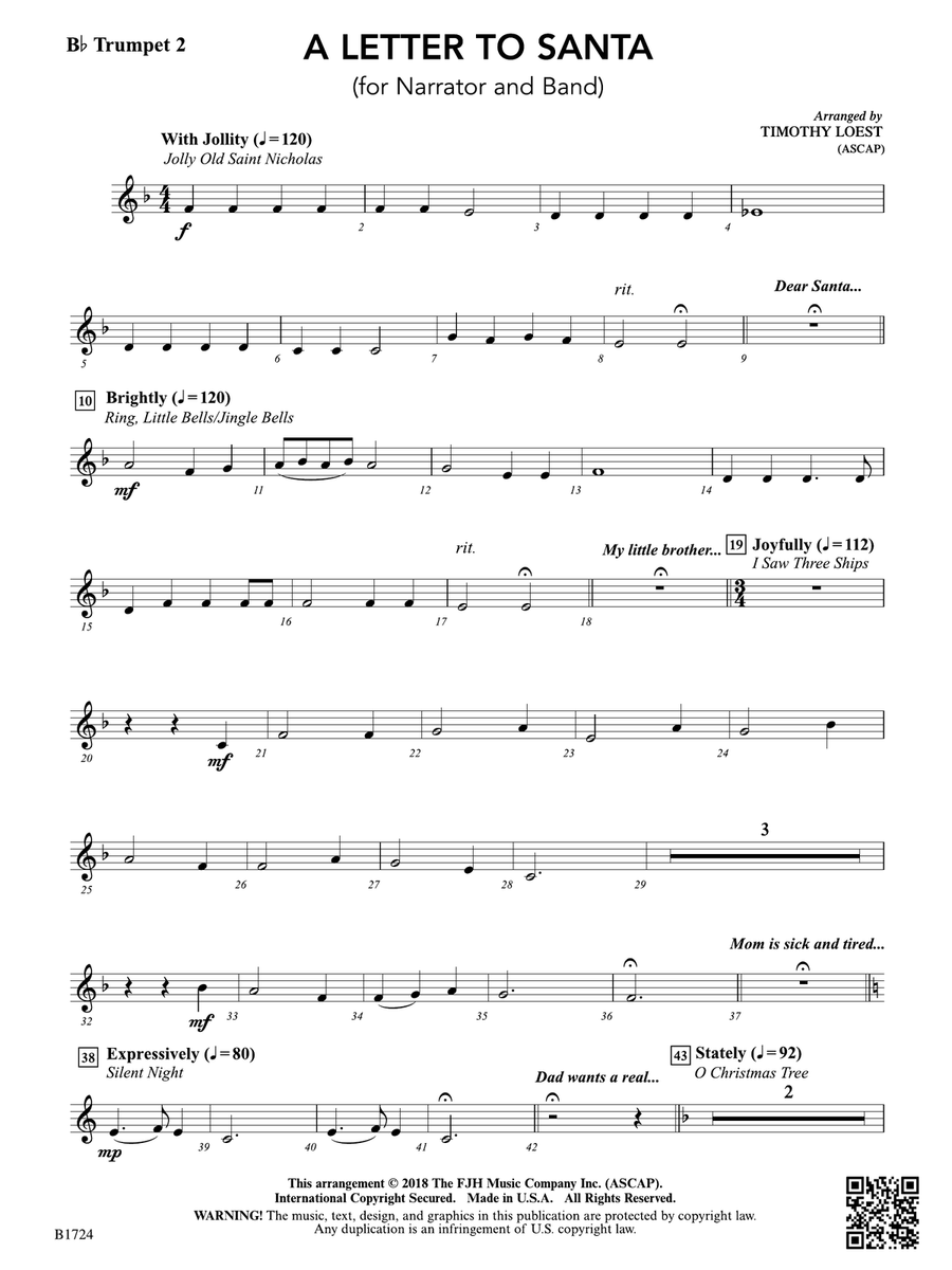 A Letter to Santa: B-flat Trumpet 2 B-Flat Trumpet scores gallery preview page 1