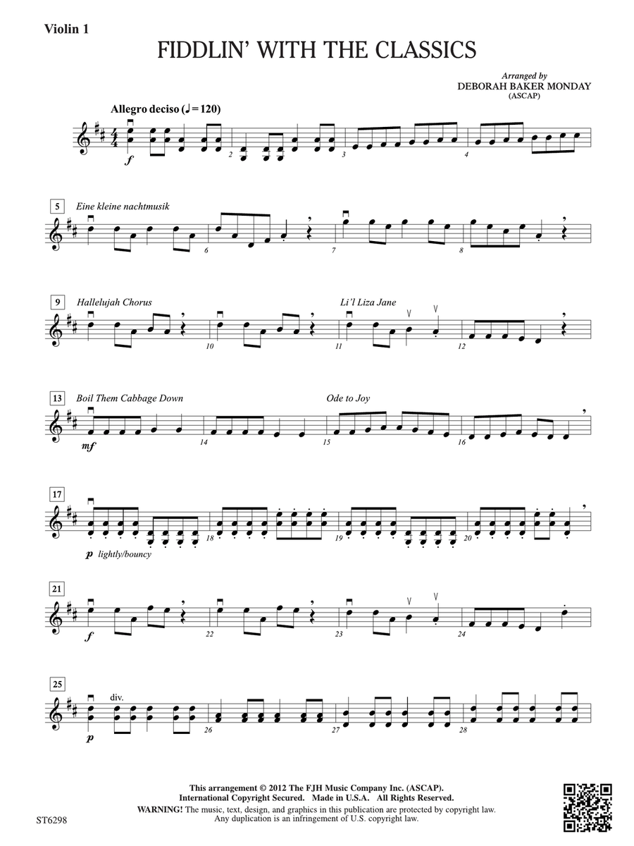 Fiddlin' with the Classics: Violin 1 Violin scores gallery preview page 1