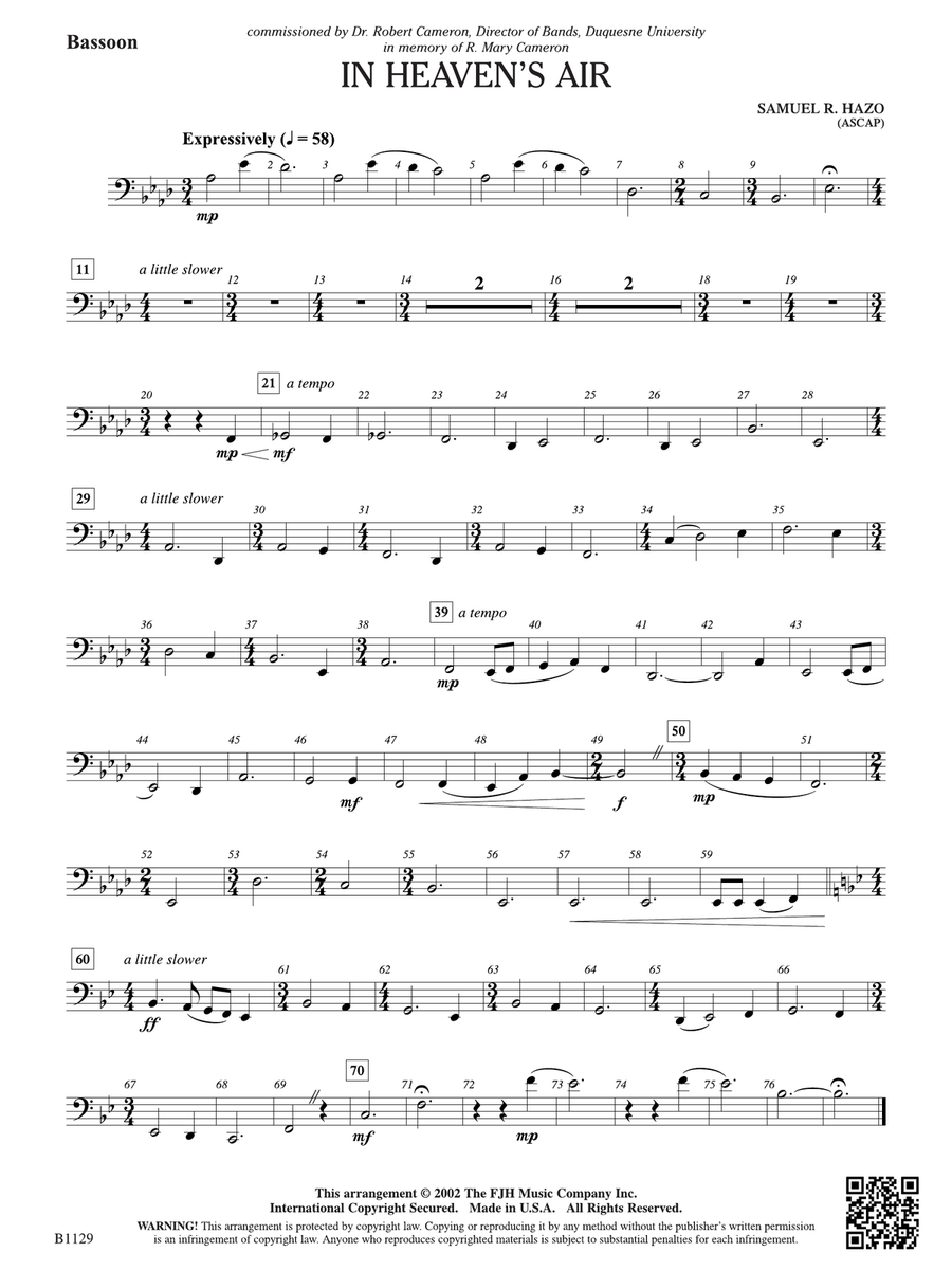 In Heaven's Air: Bassoon In Heaven's Air: Bassoon Bassoon scores gallery preview page 1