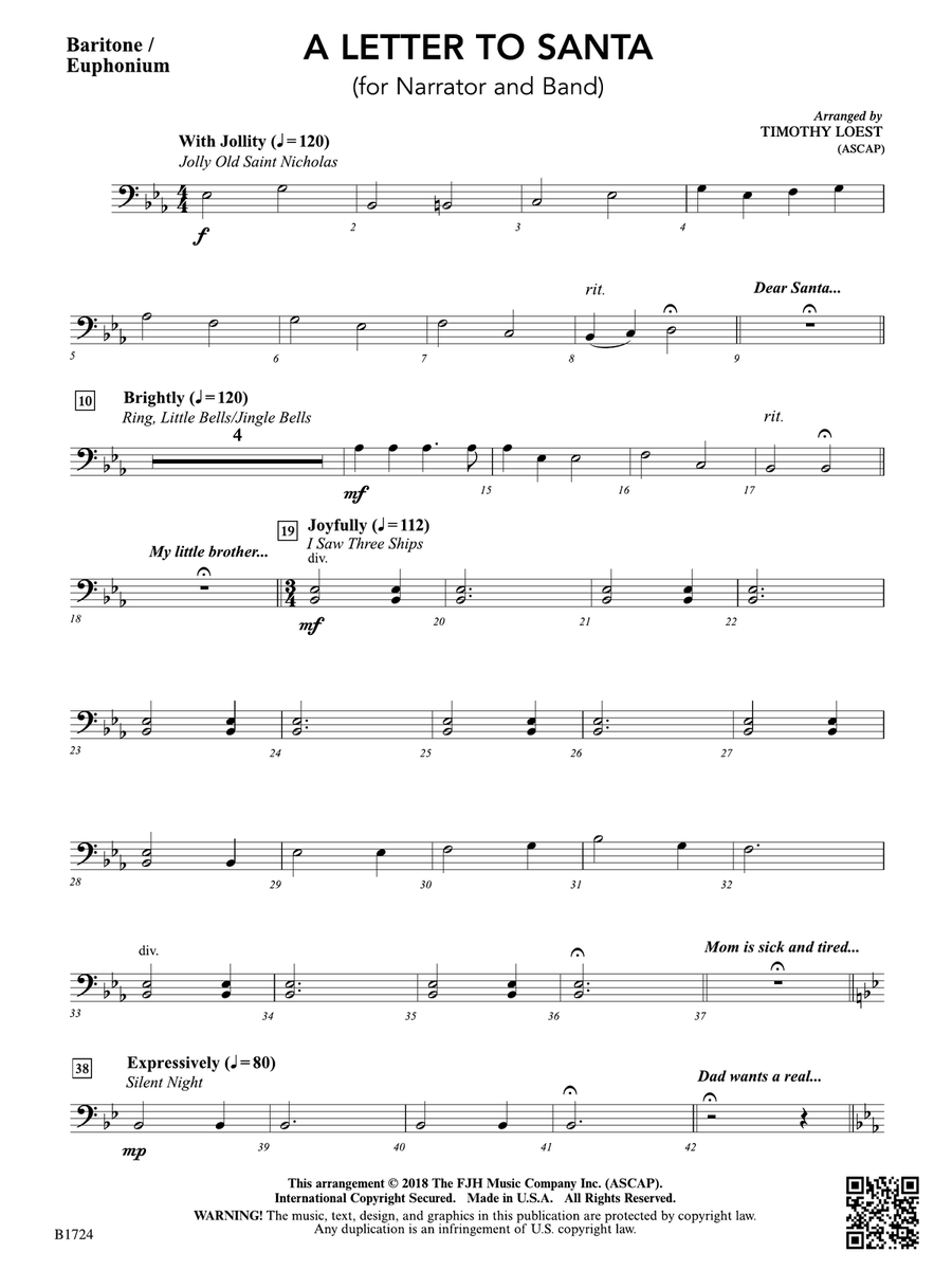 A Letter to Santa: Baritone / Euphonium Baritone Horn scores gallery preview page 1