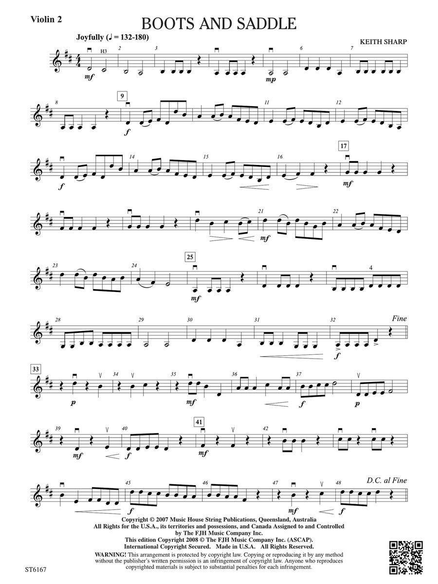 Boots and Saddle: Violin 2 Violin scores gallery preview page 1