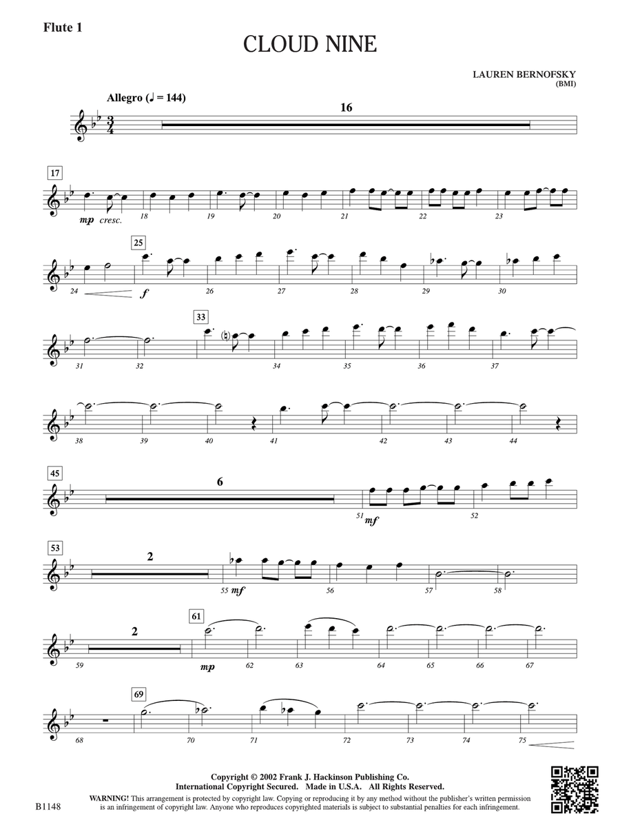 Cloud Nine: Flute 1 Cloud Nine: Flute 1 Flute scores gallery preview page 1