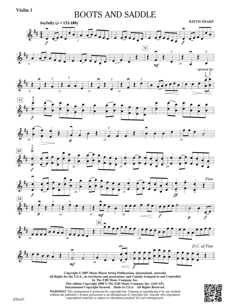 Boots and Saddle: Violin 1 Violin scores gallery preview page 1