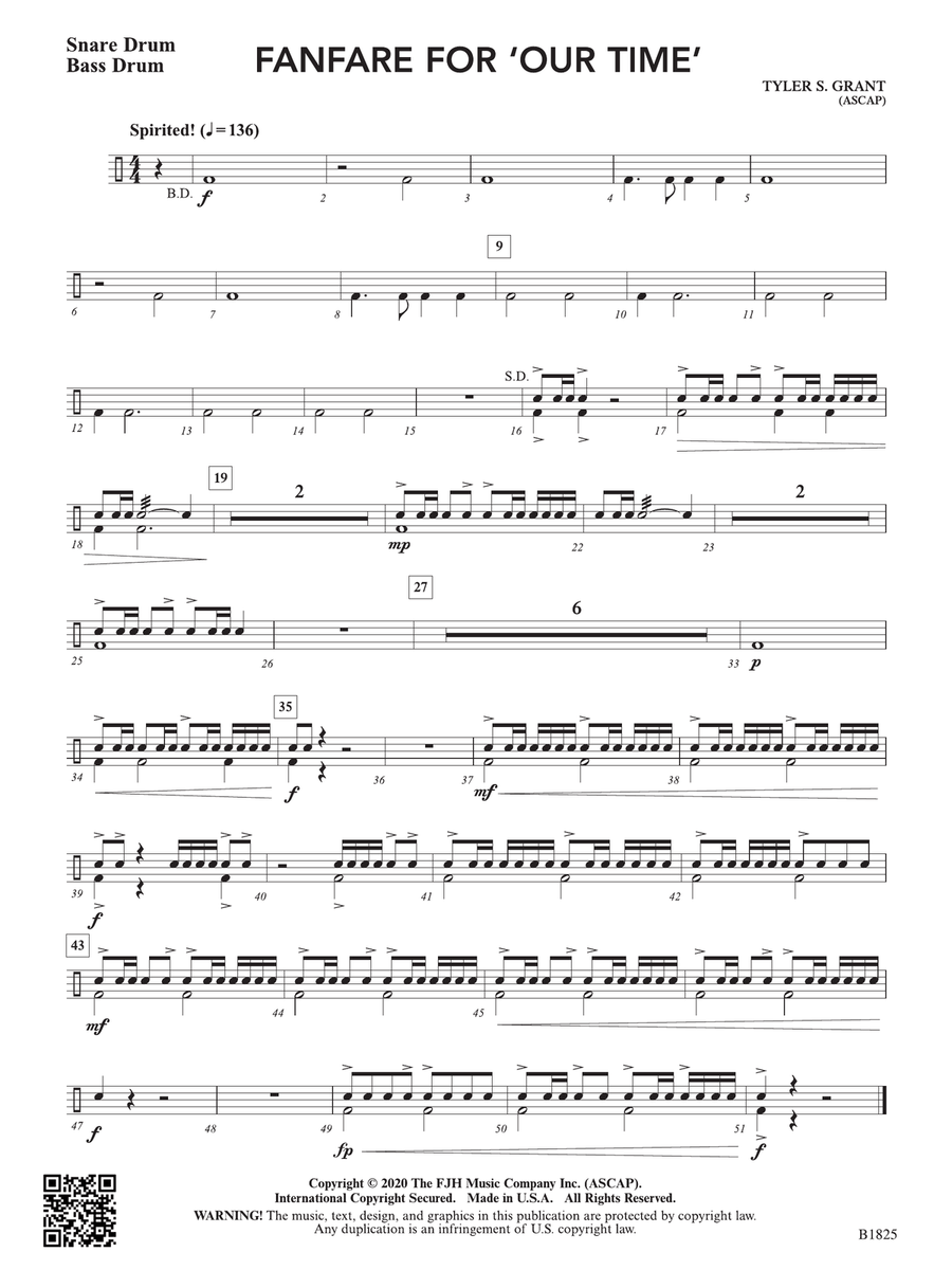 Fanfare for 'Our Time': Snare Drum Snare Drum scores gallery preview page 1