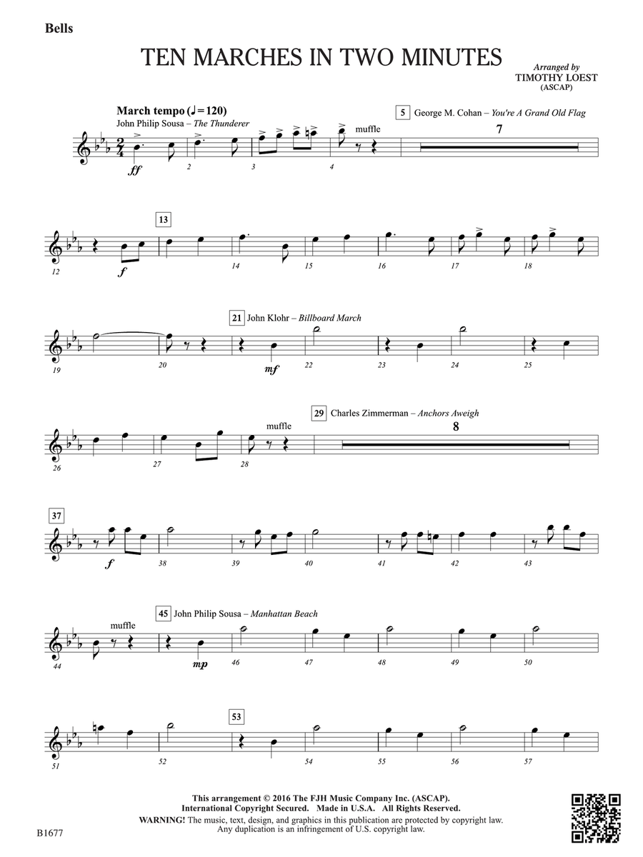 Ten Marches in Two Minutes: Bells Part scores gallery preview page 1