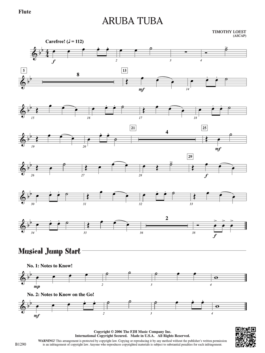 Aruba Tuba: Flute Aruba Tuba: Flute Flute scores gallery preview page 1