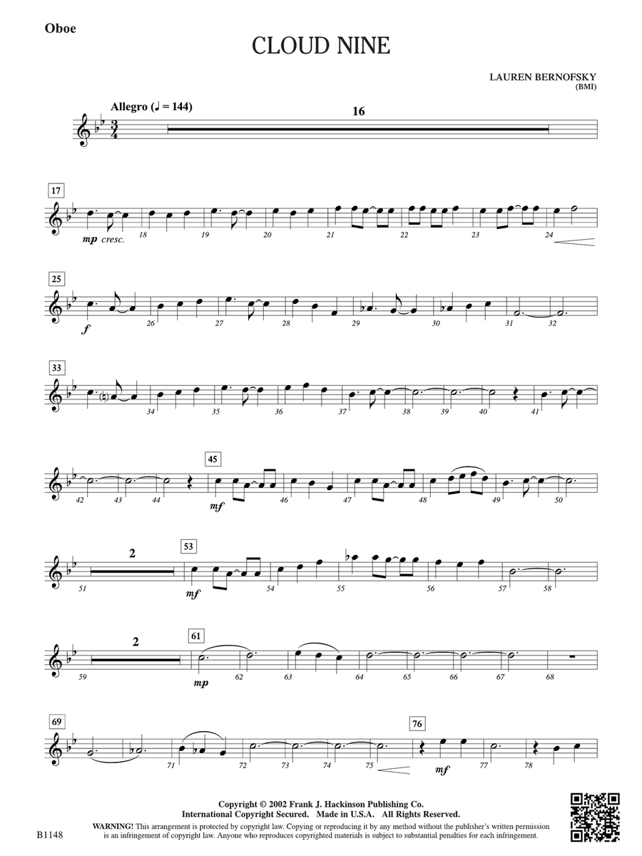 Cloud Nine: Oboe Cloud Nine: Oboe Oboe scores gallery preview page 1