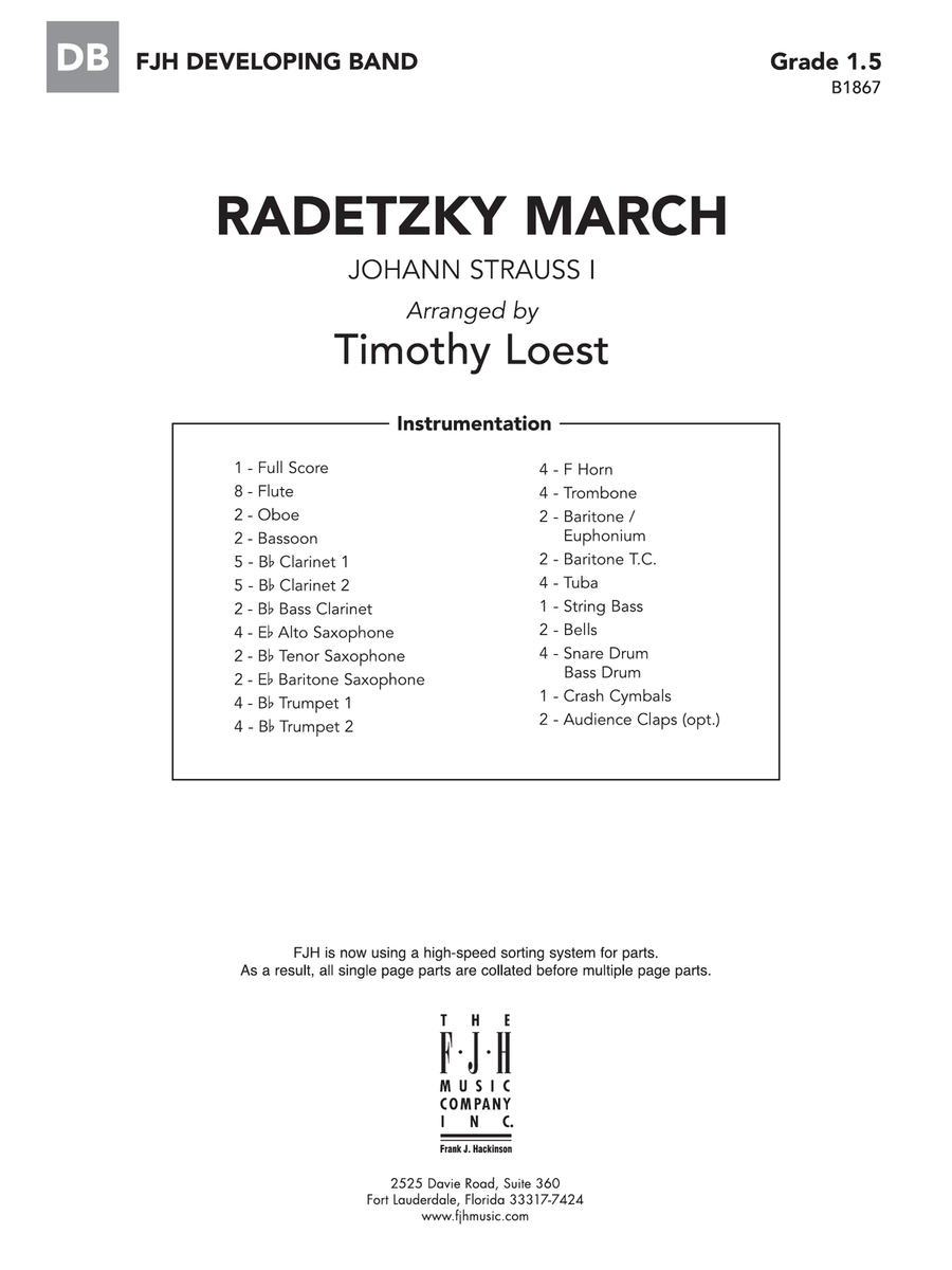 Radetzky March: Score Radetzky March: Score Concert Band scores gallery preview page 1