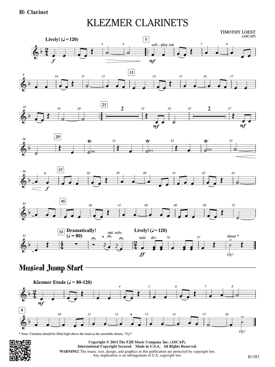 Klezmer Clarinets: B-flat Clarinet B-Flat Clarinet scores gallery preview page 1