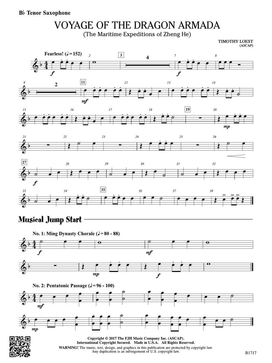 Voyage of the Dragon Armada: B-flat Tenor Saxophone Tenor Saxophone scores gallery preview page 1