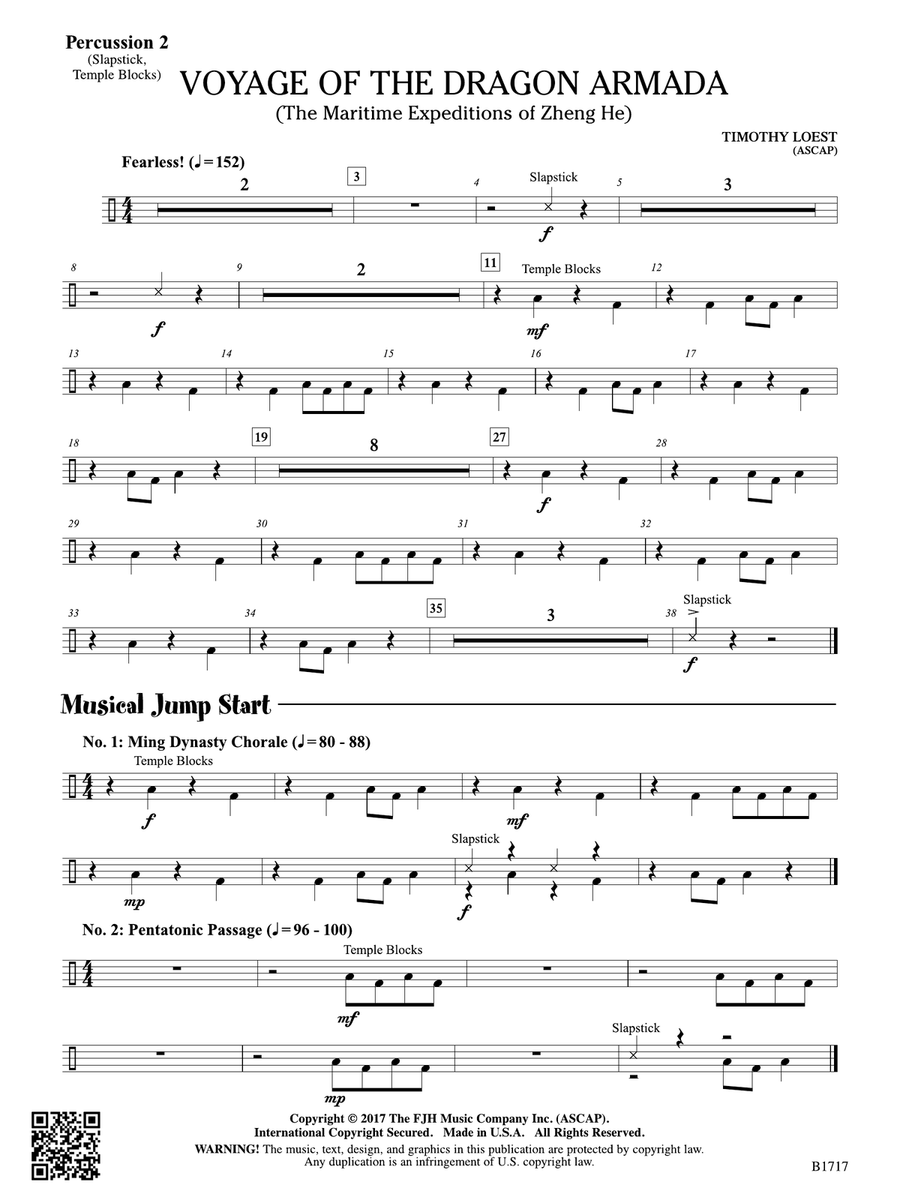 Voyage of the Dragon Armada: Percussion 2 Percussion scores gallery preview page 1