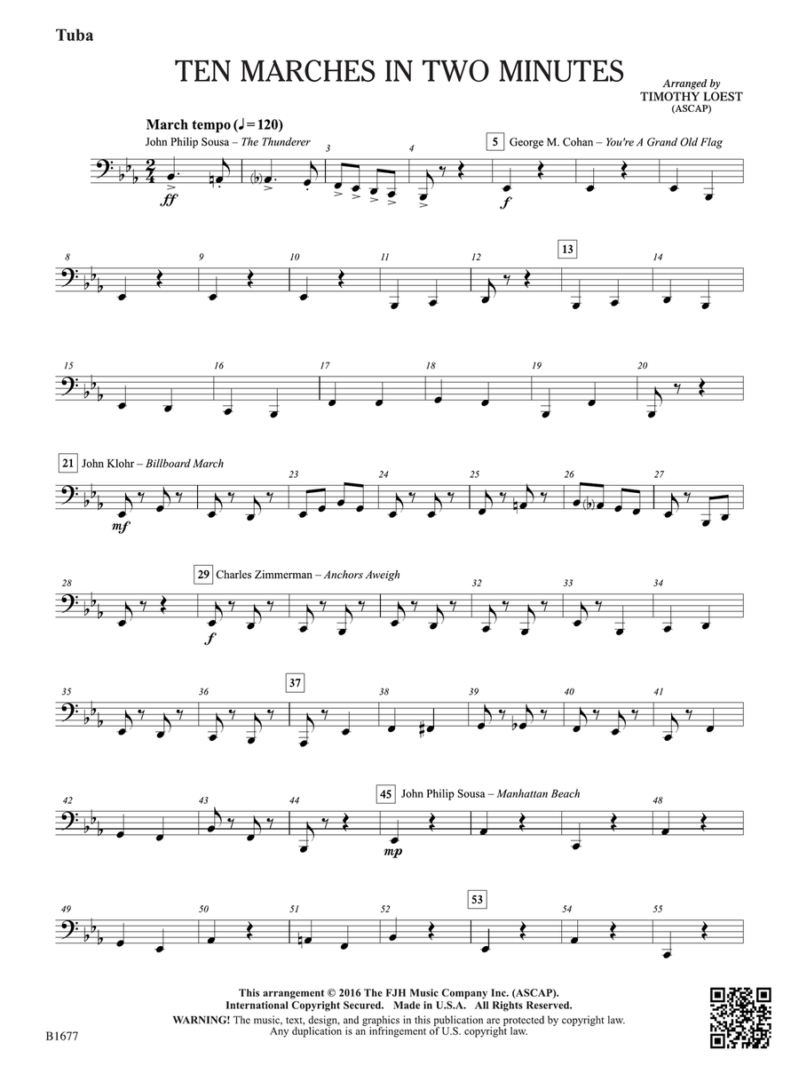Ten Marches in Two Minutes: Tuba Tuba scores gallery preview page 1