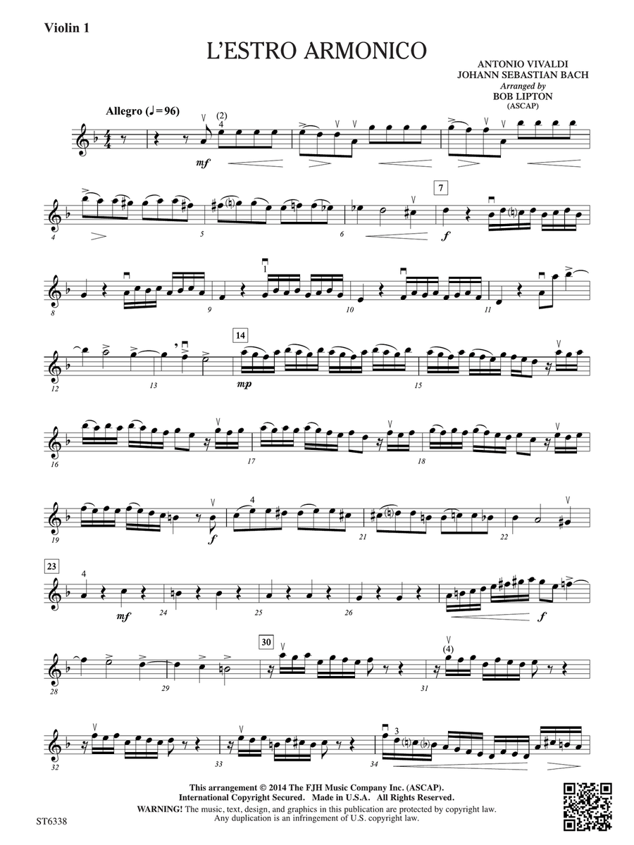 L'estro armonico: Violin 1 Violin scores gallery preview page 1