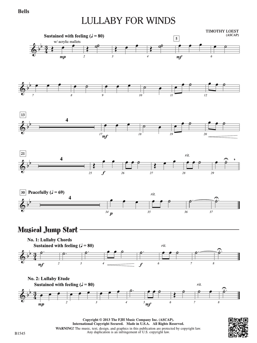 Lullaby for Winds: Bells Lullaby for Winds: Bells Part scores gallery preview page 1