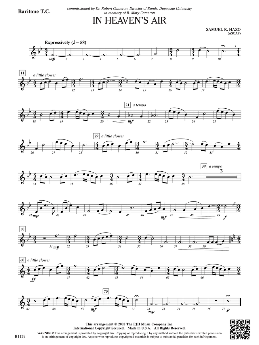 In Heaven's Air: Baritone T.C. Baritone Horn TC scores gallery preview page 1
