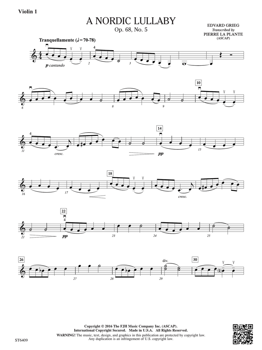 A Nordic Lullaby: Violin 1 Violin scores gallery preview page 1