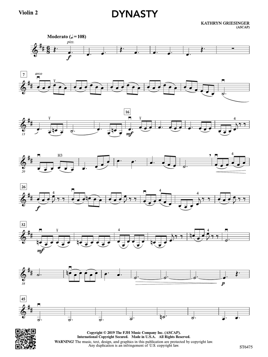 Dynasty: Violin 2 Dynasty: Violin 2 Violin scores gallery preview page 1