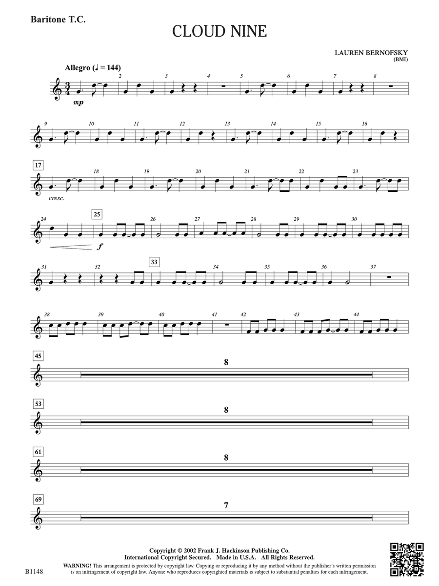 Cloud Nine: Baritone T.C. Baritone Horn TC scores gallery preview page 1