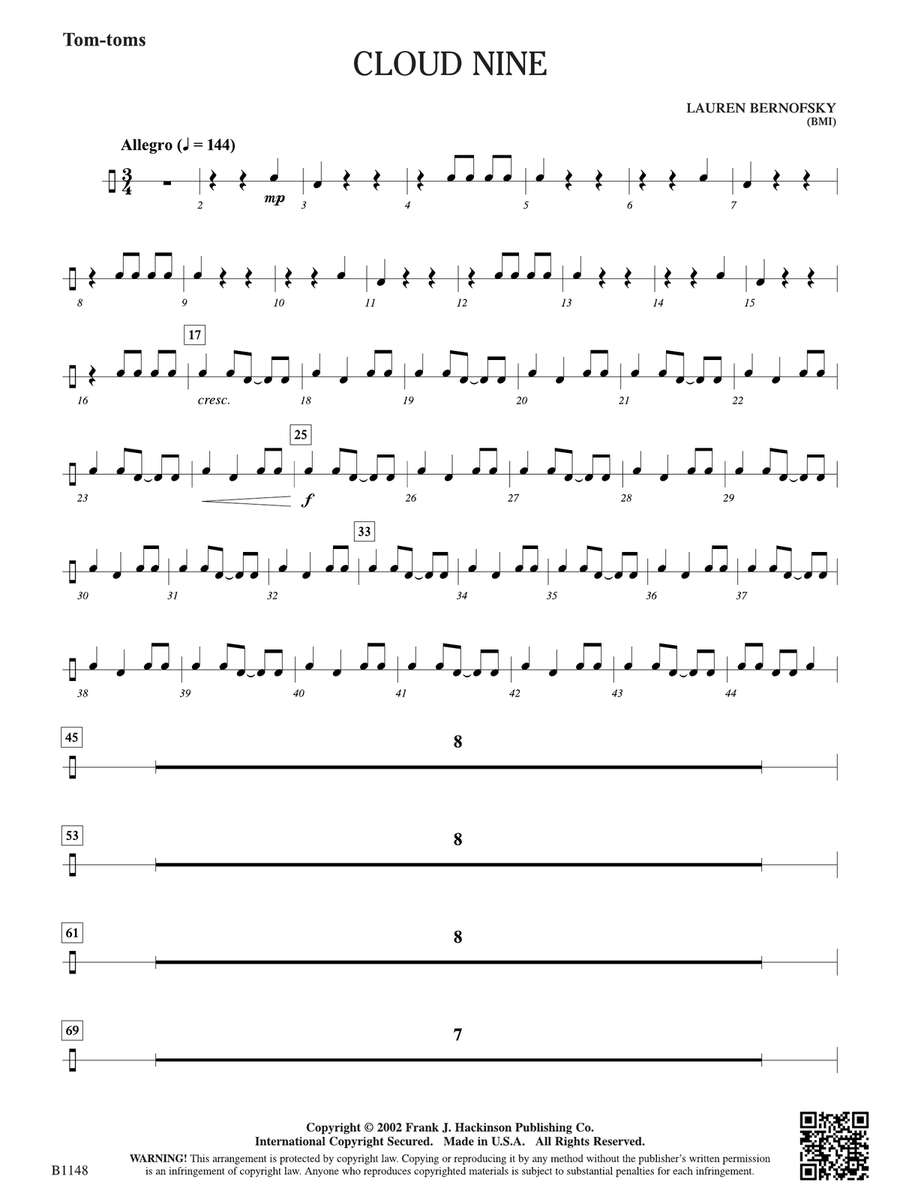 Cloud Nine: Tom-toms Cloud Nine: Tom-toms Part scores gallery preview page 1