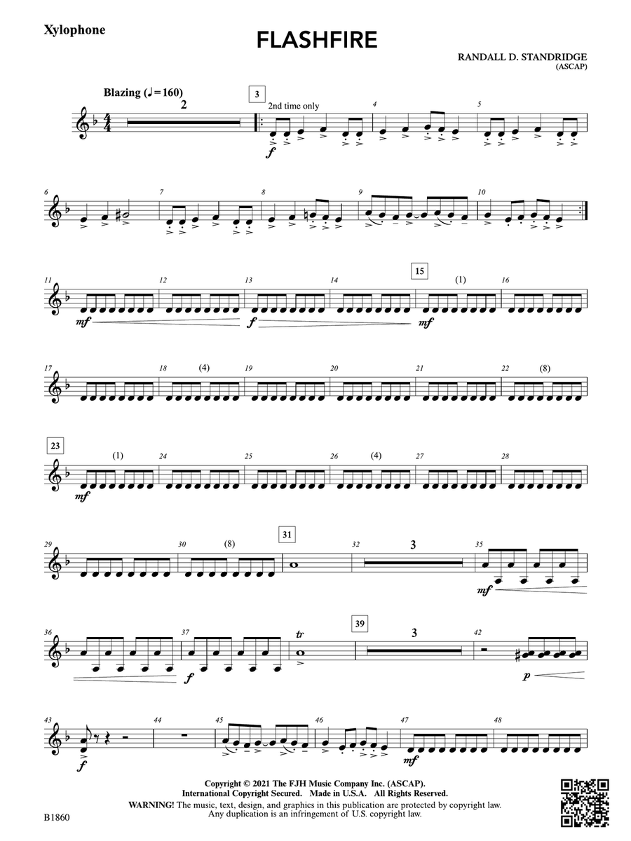 Flashfire: Xylophone Flashfire: Xylophone Percussion scores gallery preview page 1