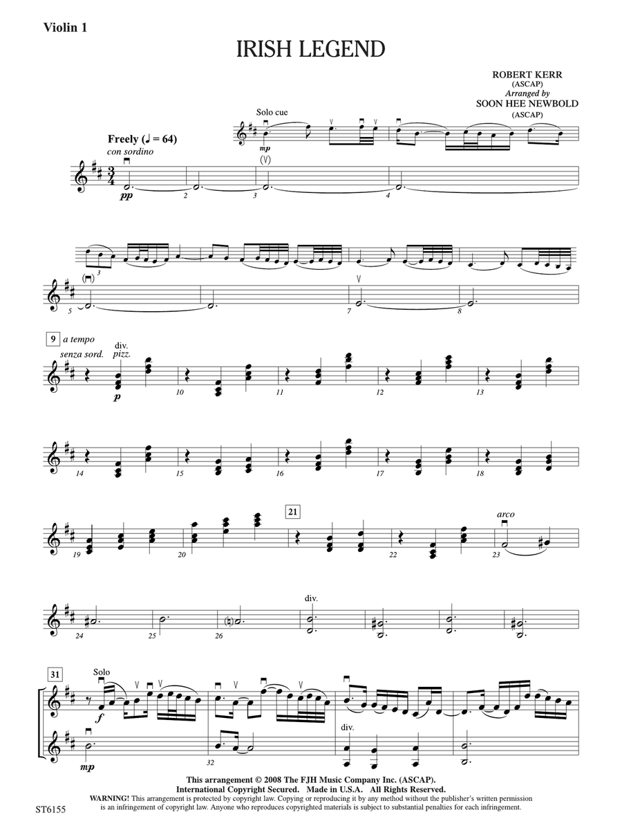 Irish Legend: Violin 1 Irish Legend: Violin 1 Violin scores gallery preview page 2