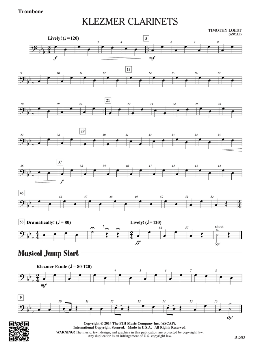 Klezmer Clarinets: Trombone Clarinet scores gallery preview page 1