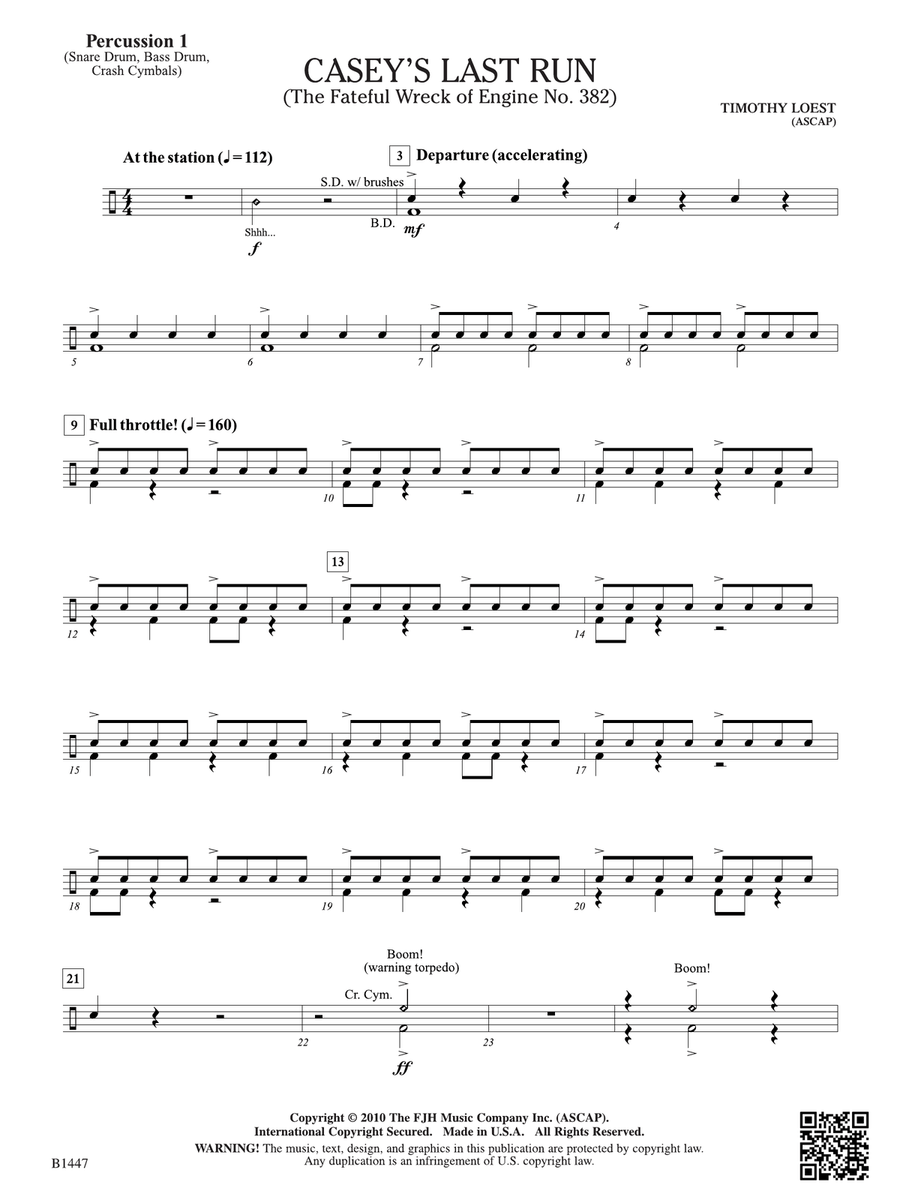 Casey's Last Run: Percussion 1 Percussion scores gallery preview page 1