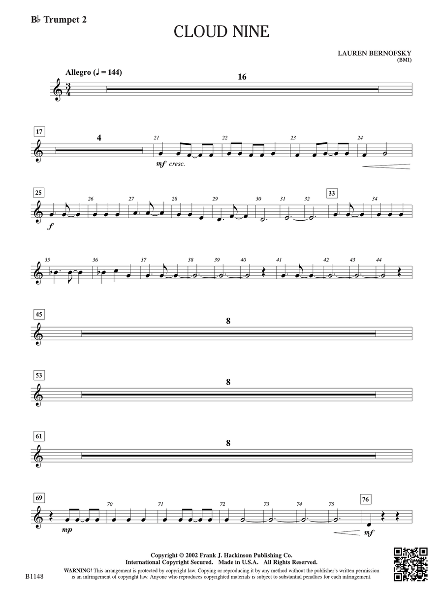 Cloud Nine: B-flat Trumpet 2 B-Flat Trumpet scores gallery preview page 1