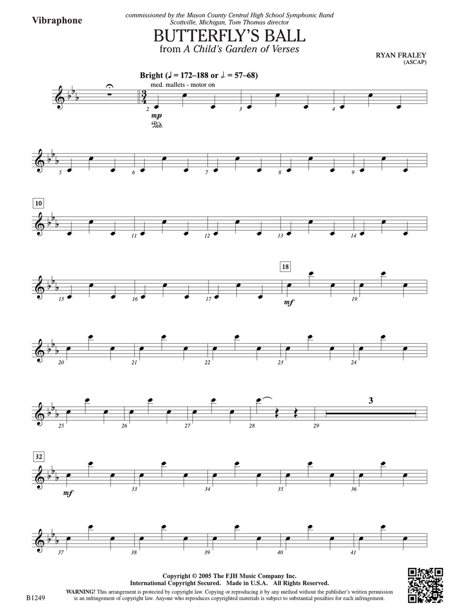 Butterfly's Ball (from A Child's Garden of Verses): Vibraphone Vibraphone scores gallery preview page 1