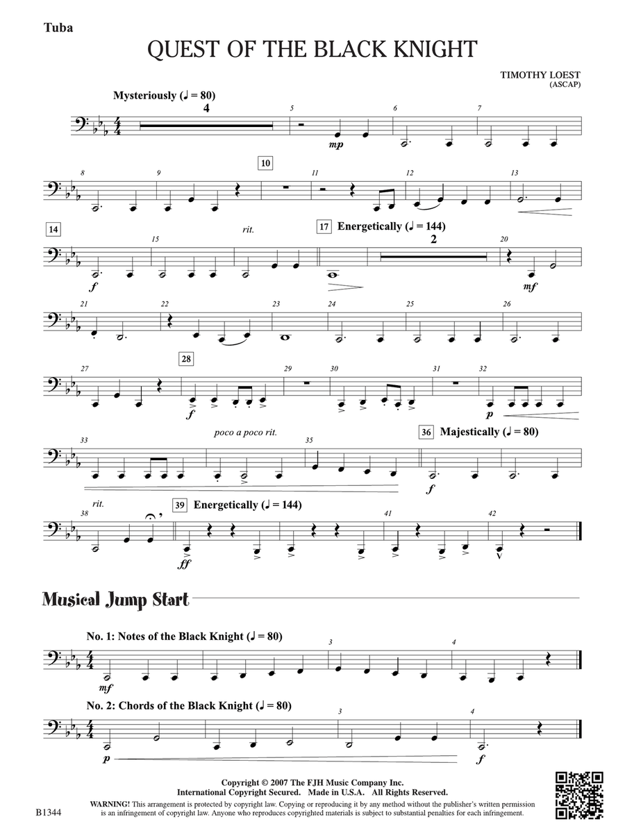 Quest of the Black Knight: Tuba Tuba scores gallery preview page 1