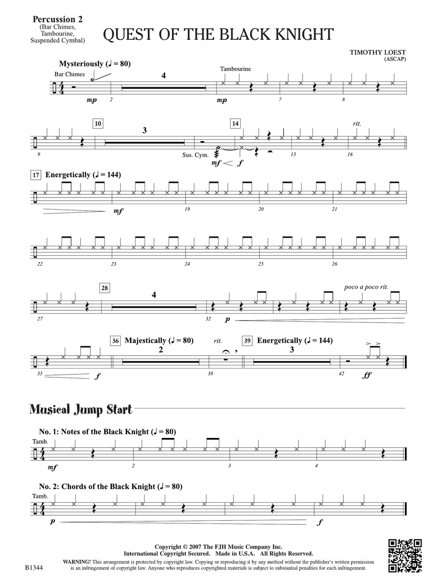 Quest of the Black Knight: Percussion 2 Percussion scores gallery preview page 1