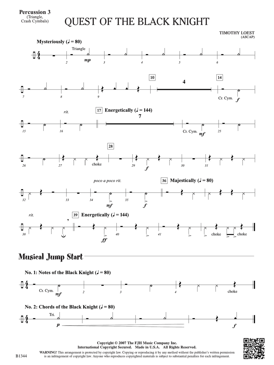 Quest of the Black Knight: Percussion 3 Percussion scores gallery preview page 1