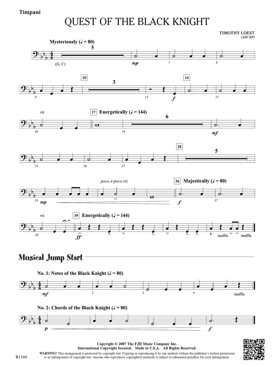 Quest of the Black Knight: Opt. Timpani Percussion scores gallery preview page 1