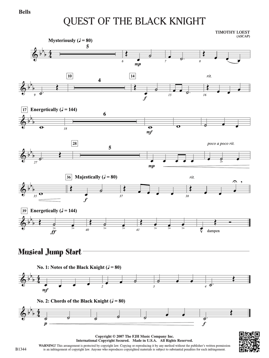 Quest of the Black Knight: Bells Part scores gallery preview page 1